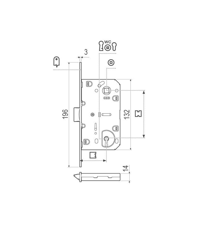 SERRATURA PATENT MEDIANA OTTONATA MM.50