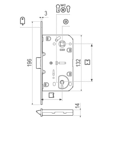 SERRATURA PATENT MEDIANA CROMATA OPACA MM.50