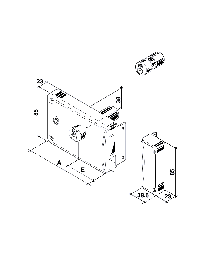 SERRRATURA CILINDRO FISSO Q.8 MM.70 DX