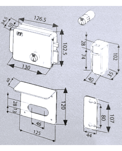 SERRATURA ELETTRICA DOPPIA CILINDRO FISSO MM60 DX