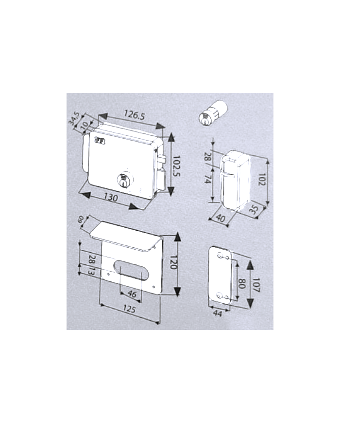 SERRATURA ELETTRICA DOPPIA CILINDRO FISSO MM60 DX
