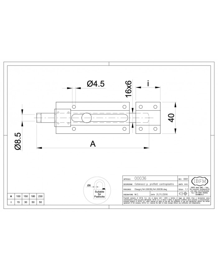 CATENACCIO PORTALUCCHETTO ZINCATO CM.18