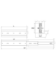 GUIDA CASSETTI LAT. ZINC.ESTRAZIONE TOTALE CM.55