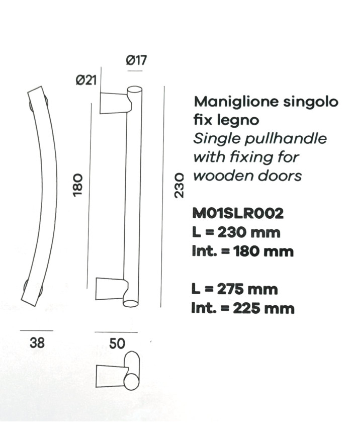 MANIGLIONE SABBIA OTTTONE MM.225 OLV/PVD