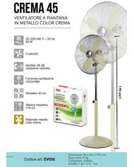 VENTILATORE DA TERRA METALLO CREMA