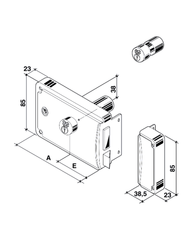 SERRRATURA CILINDRO FISSO Q.8 MM.70 SX