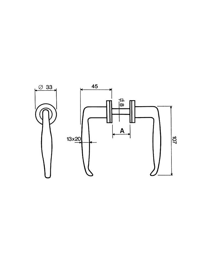 MANIGLIA CANCELLO Q.8 NERA 35/50 MM. C/VITE