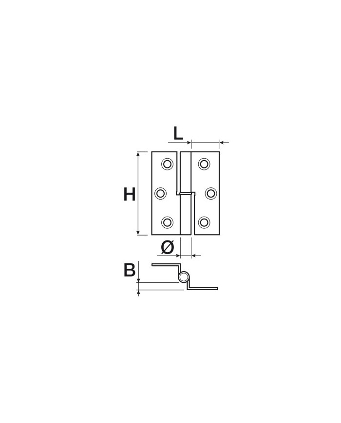 CERNIERE SFILABILE OTTONE C/ZANCA DX 50X40 ART.129