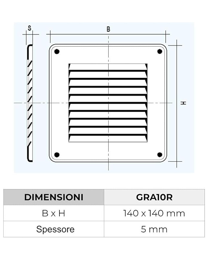 GRIGLIA  RAME C/RETE 140X140 DA SOVRAPPORRE