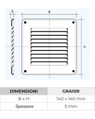 GRIGLIA  RAME C/RETE 140X140 DA SOVRAPPORRE