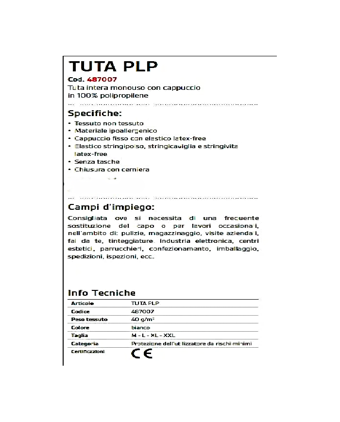 TUTE POLIPROPILENE L MONOUSO