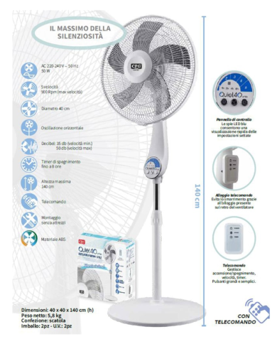 VENTILATORE PIANTANA CM 40 BIANCO