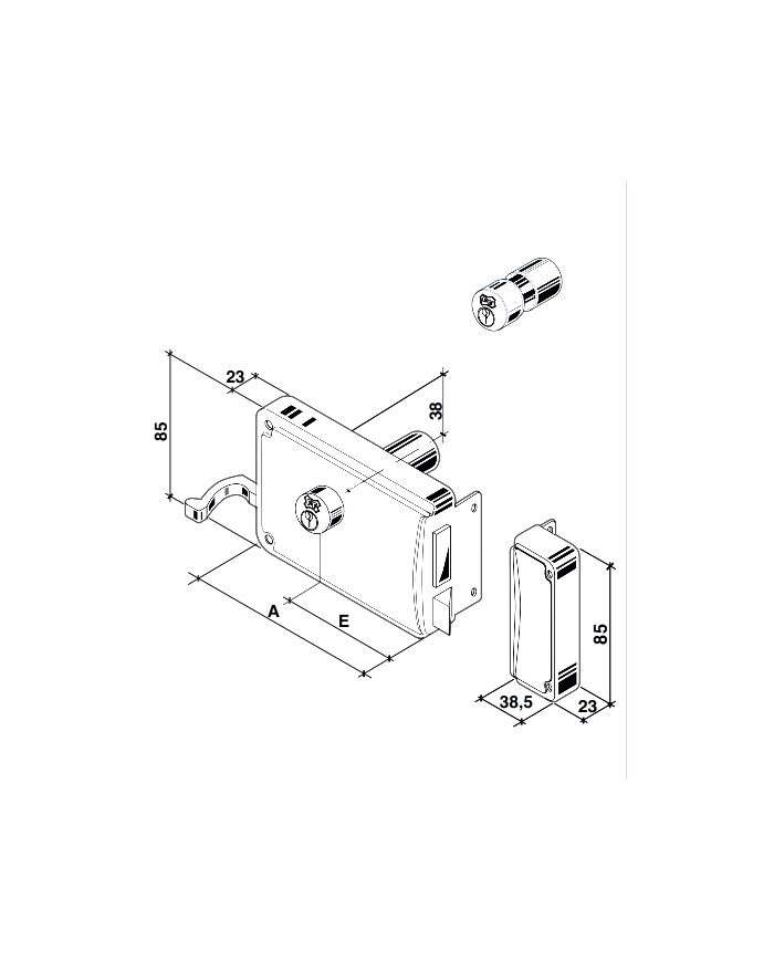 SERRATURA CILINDRO FISSO C/SCROCCO MM.50 DX