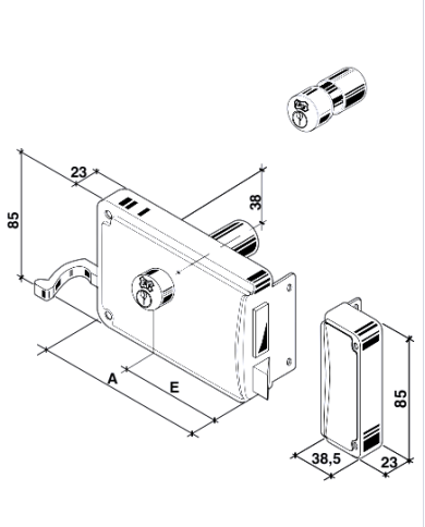 SERRATURA CILINDRO FISSO C/SCROCCO MM.70 DX