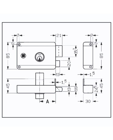 SERRATURA CILINDRO FISSO Q8 MM.60 SX