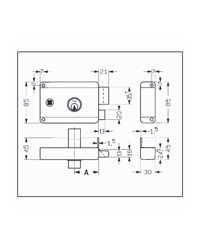 SERRATURA CILINDRO FISSO Q8 MM.60 SX