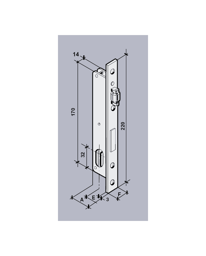 SERRATURA PROFILO ALLUMINIO E.25 CILINDRO MM.54