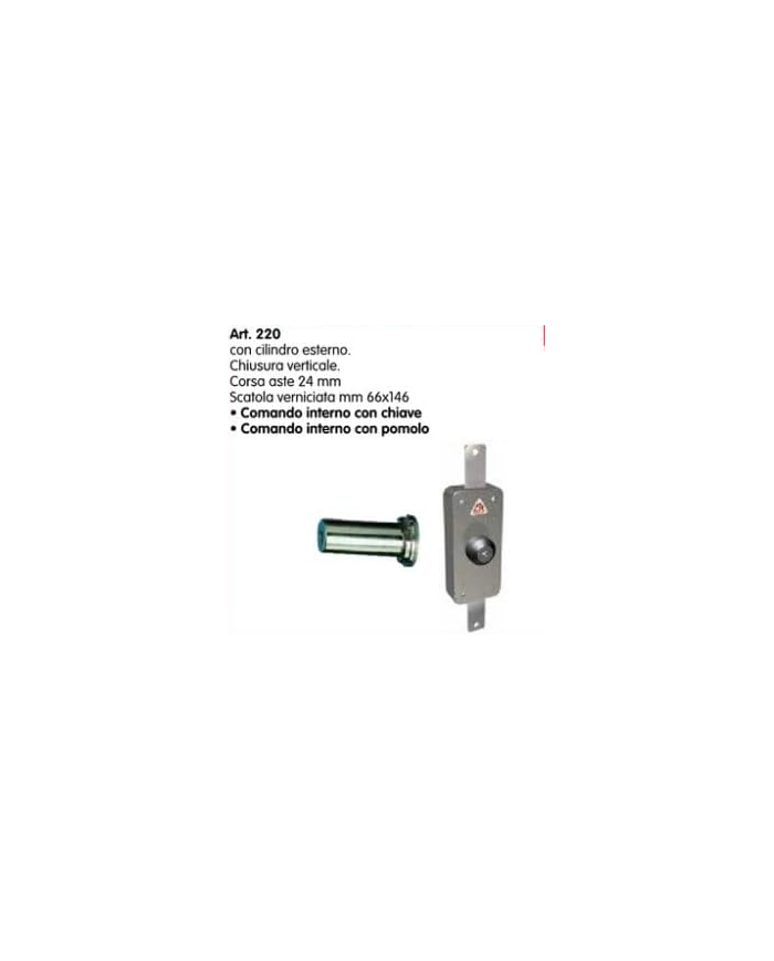 SERRATURA C/CHIAVE VERTICALE ** ART.220 C/ASTE CUR