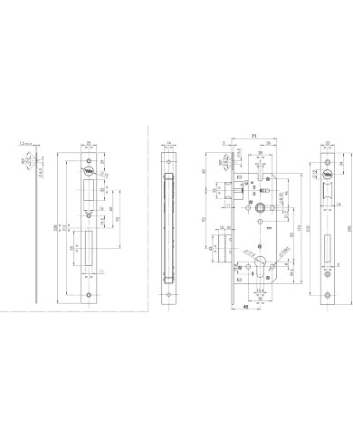 SERRATURA INFILARE YALE MM.45 CROMO SATINATO