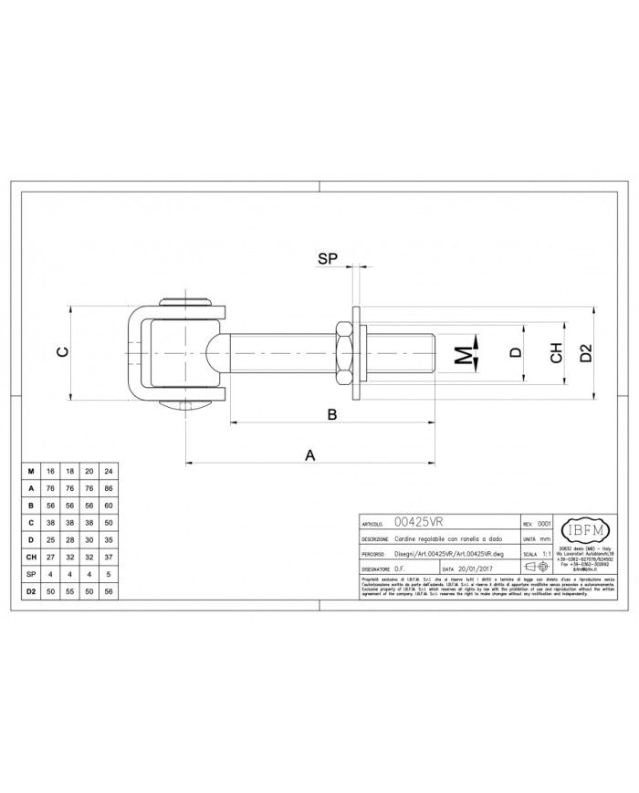 CARDINE REGOLAZIONE CANCELLI  MM.20