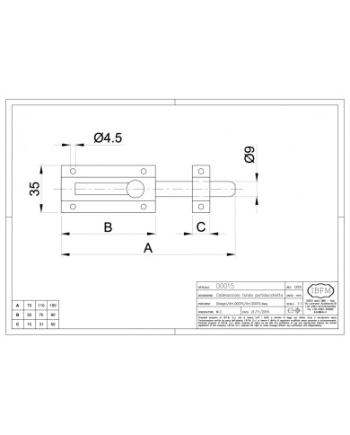 CATENACCIO TONDO C/PORTALUCCHETTO MM 110 TROPICALI
