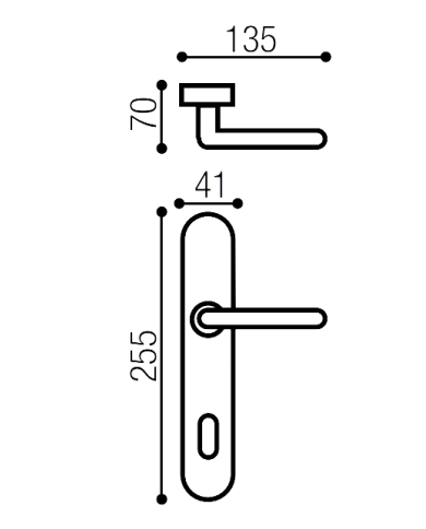 MANIGLIA EXPORT CON PLACCA 8X70 OBG