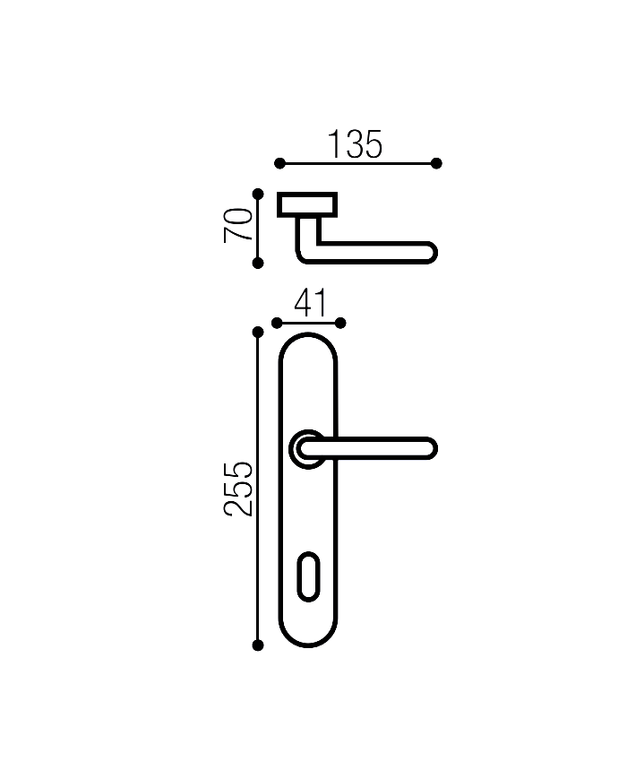 MANIGLIA EXPORT CON PLACCA 8X70 OBG