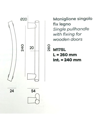 MANIGLIONE GALAXY MM.240 CROMO SATINATO