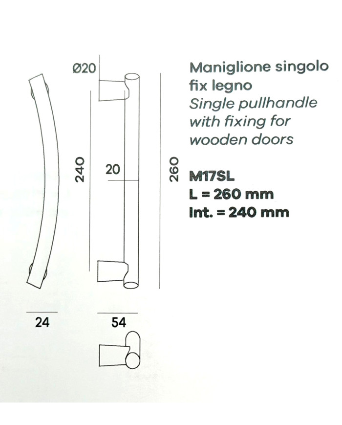 MANIGLIONE GALAXY MM.240 CROMO SATINATO
