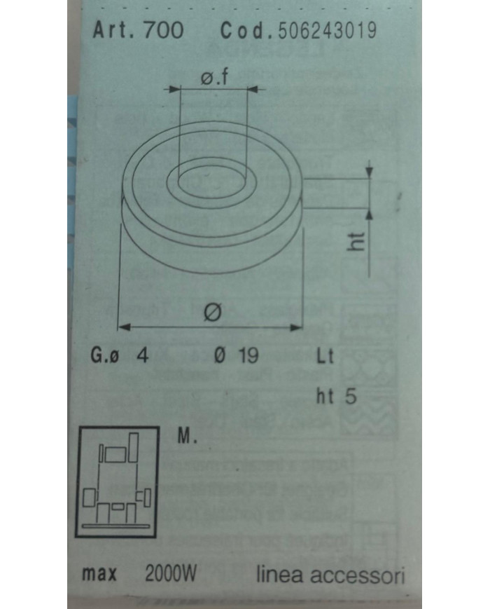 CUSCINETTO SFERE HDC D.19 F.4