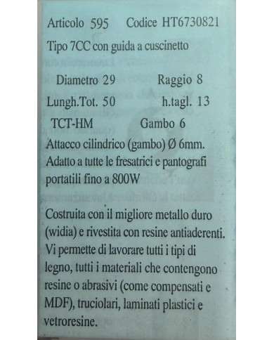 FRESA X LEGNO TCT G.6 D.29 R.8