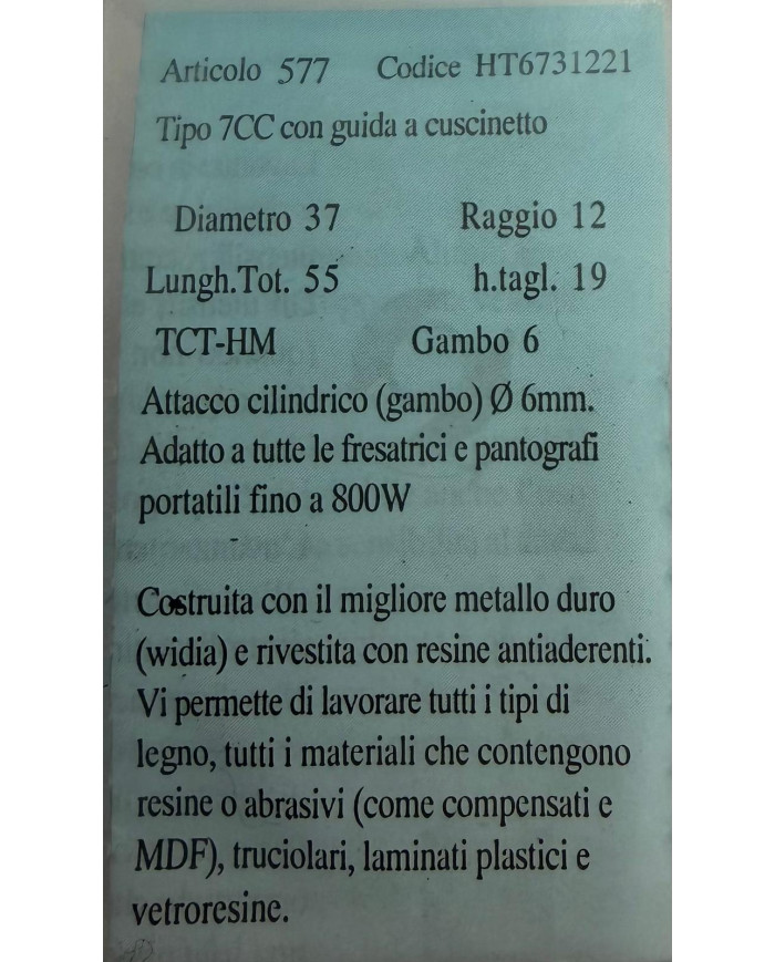 FRESA X LEGNO TCT G.6 D.37 R.12