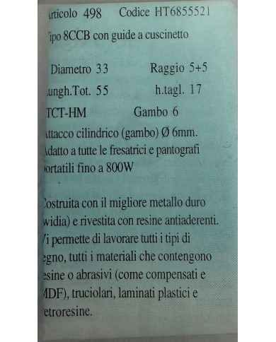 FRESA PER LEGNO TCT D.33 G.6