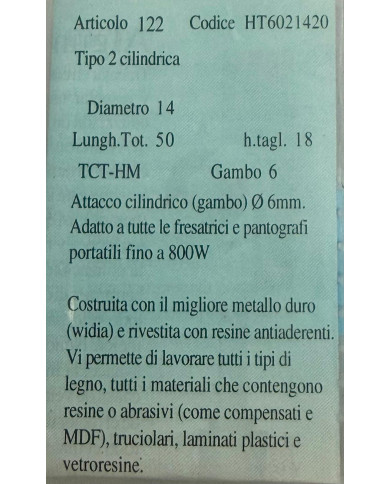FRESA PER LEGNO TCT D.14 G.6