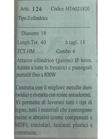 FRESA PER LEGNO TCT D.18 G.6