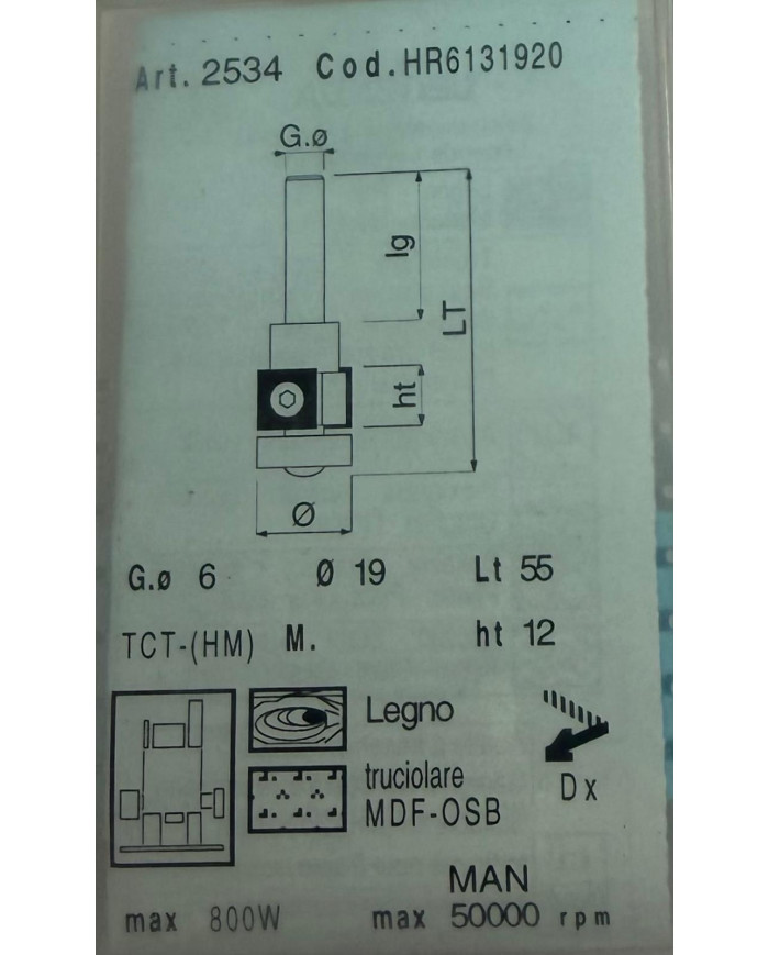 FRESA X LEGNO TP.C.D.19X12 G.6