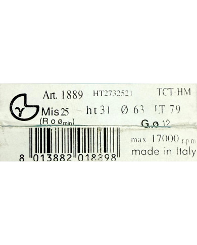 FRESA PER LEGNO D.63 R.25 G.12