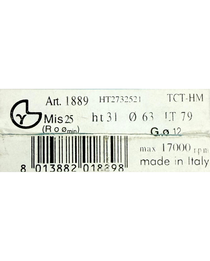 FRESA PER LEGNO D.63 R.25 G.12