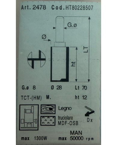FRESA PANTOGRAFO G.8 D.28 H.12