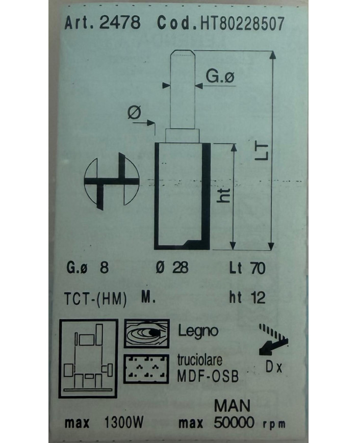 FRESA PANTOGRAFO G.8 D.28 H.12