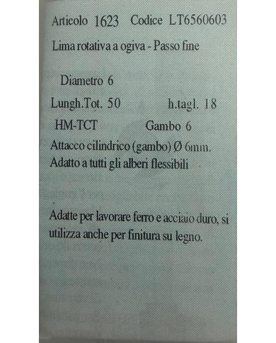 FRESA ROTATIVA OGIVA VHM D.6 G