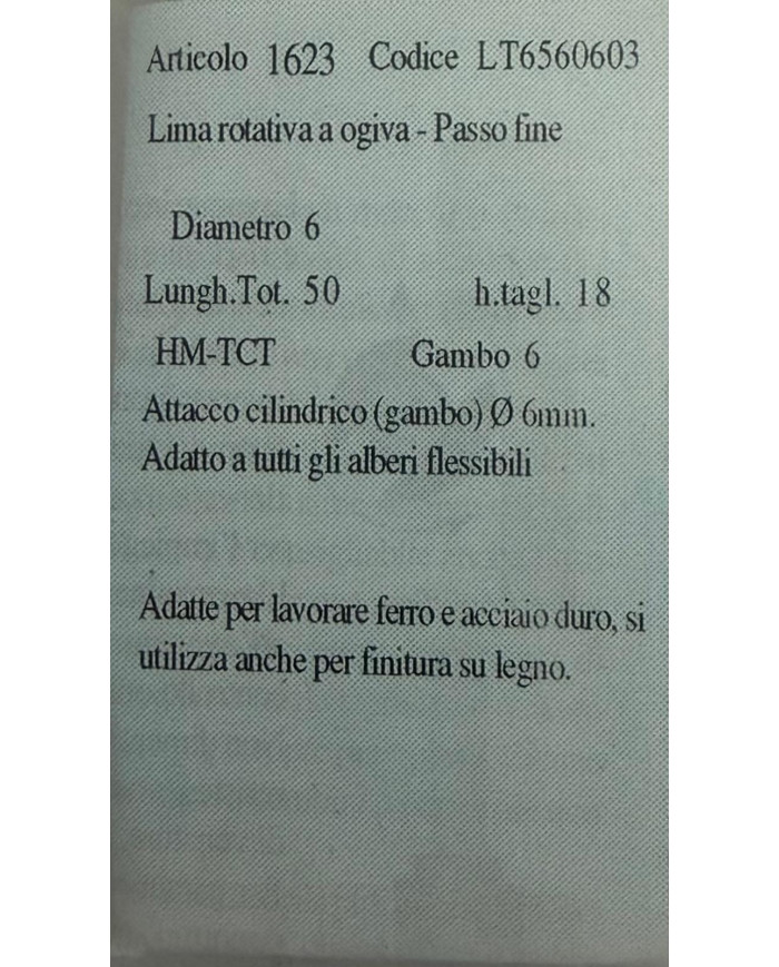 FRESA ROTATIVA OGIVA VHM D.6 G