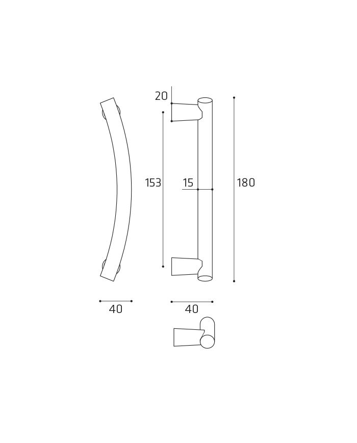 MANIGLIONE PICCOLO INT.153 CM BRONZO