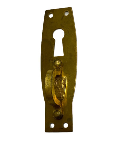 MANIGLIA CON PIASTRA OTTONE L. VERTICALE