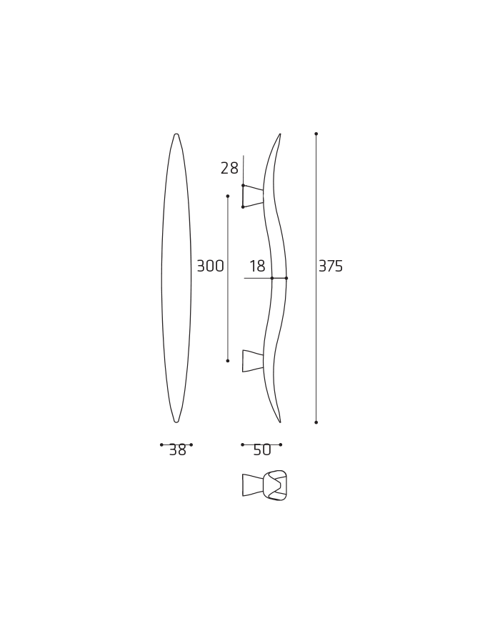 MANIGLIONE FLY RO09 INTERASSE 300MM OLV