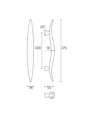 MANIGLIONE FLY RO09 INTERASSE 300MM OLV