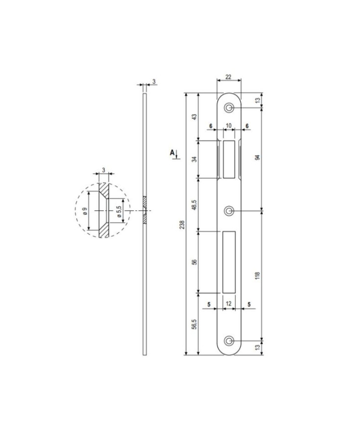 INCONTRO SERRATURA SIC2.0 F22 B. TONDO F20  AOV