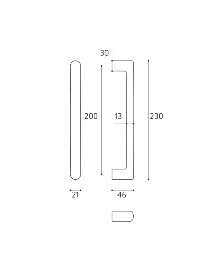 MANIGLIONE JOKER SENZA ROSETTA INT.200MM CROMO SAT