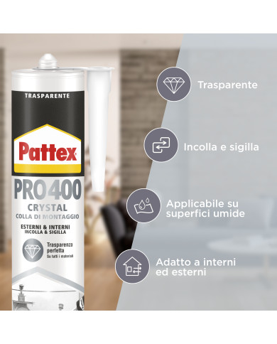 PATTEX PRO 400 CRYSTAL COLLA DI MONTAGGIO 290G