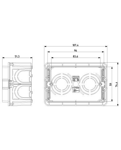 SCATOLA INCASSO 3POSTI  VIMAR 96X49.8MM